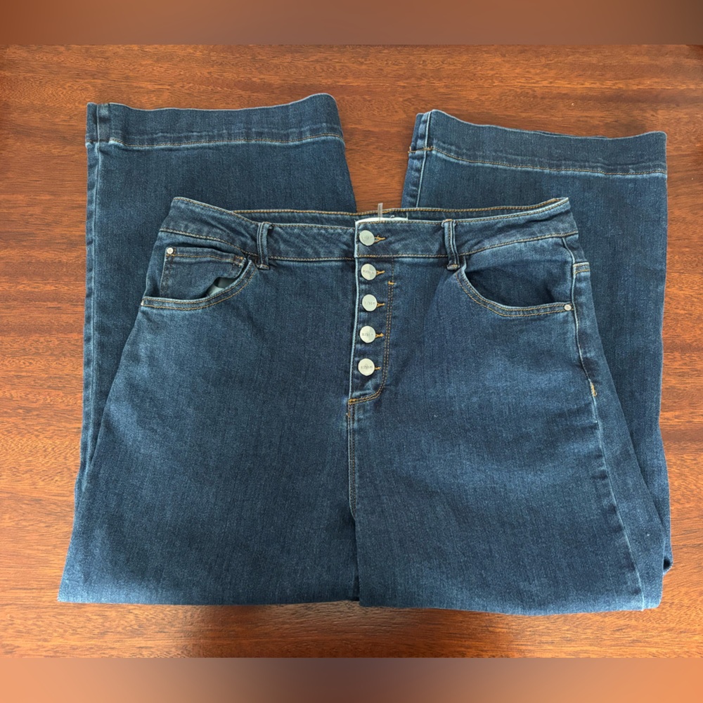 RISEN HIGH RISE BUTTON FLY ANKLE WIDE JEANS - Picture 2 of 3
